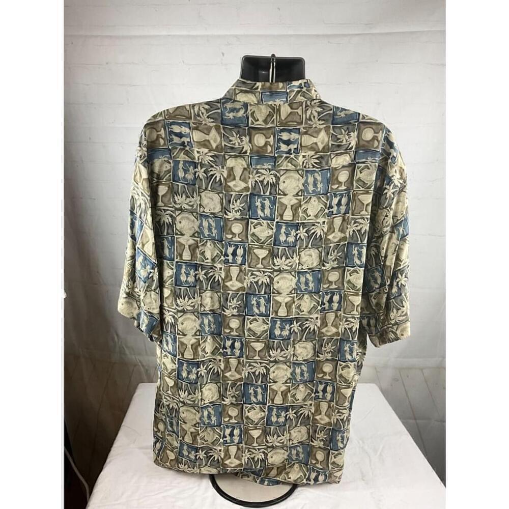 Men’s Campia Hawaiian Shirt Size Large Short Sleeve Aloha Tropical 100% Rayon